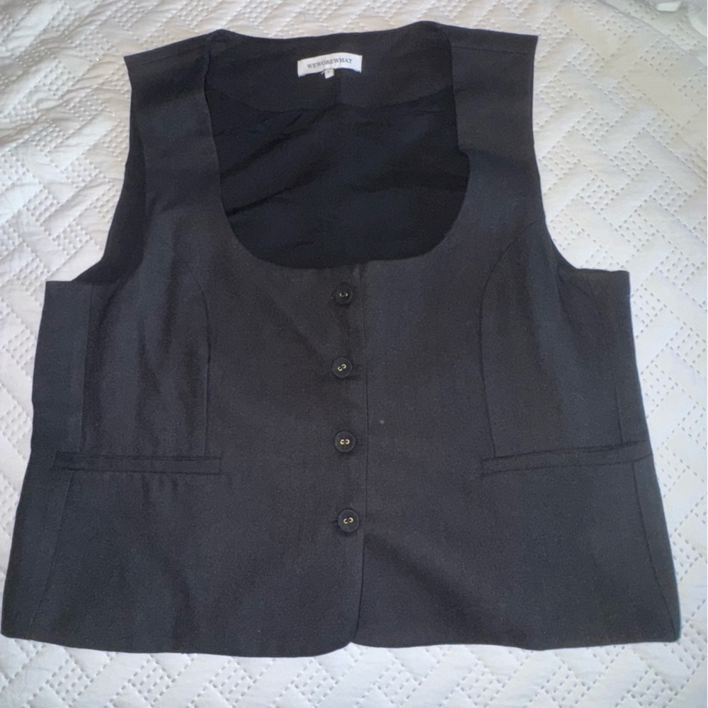 WeWoreWhat Black Button Front Vest